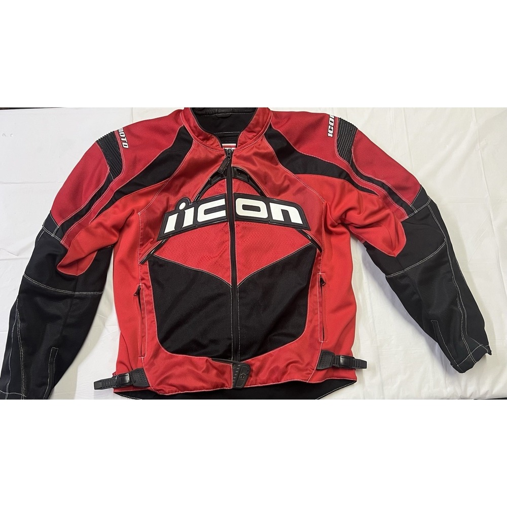 Icon Contra Warm Weather Red Motorcycle Jacket Size L